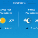 logo de la météo sur fond bleu pour la journée du vendredi 13 juin